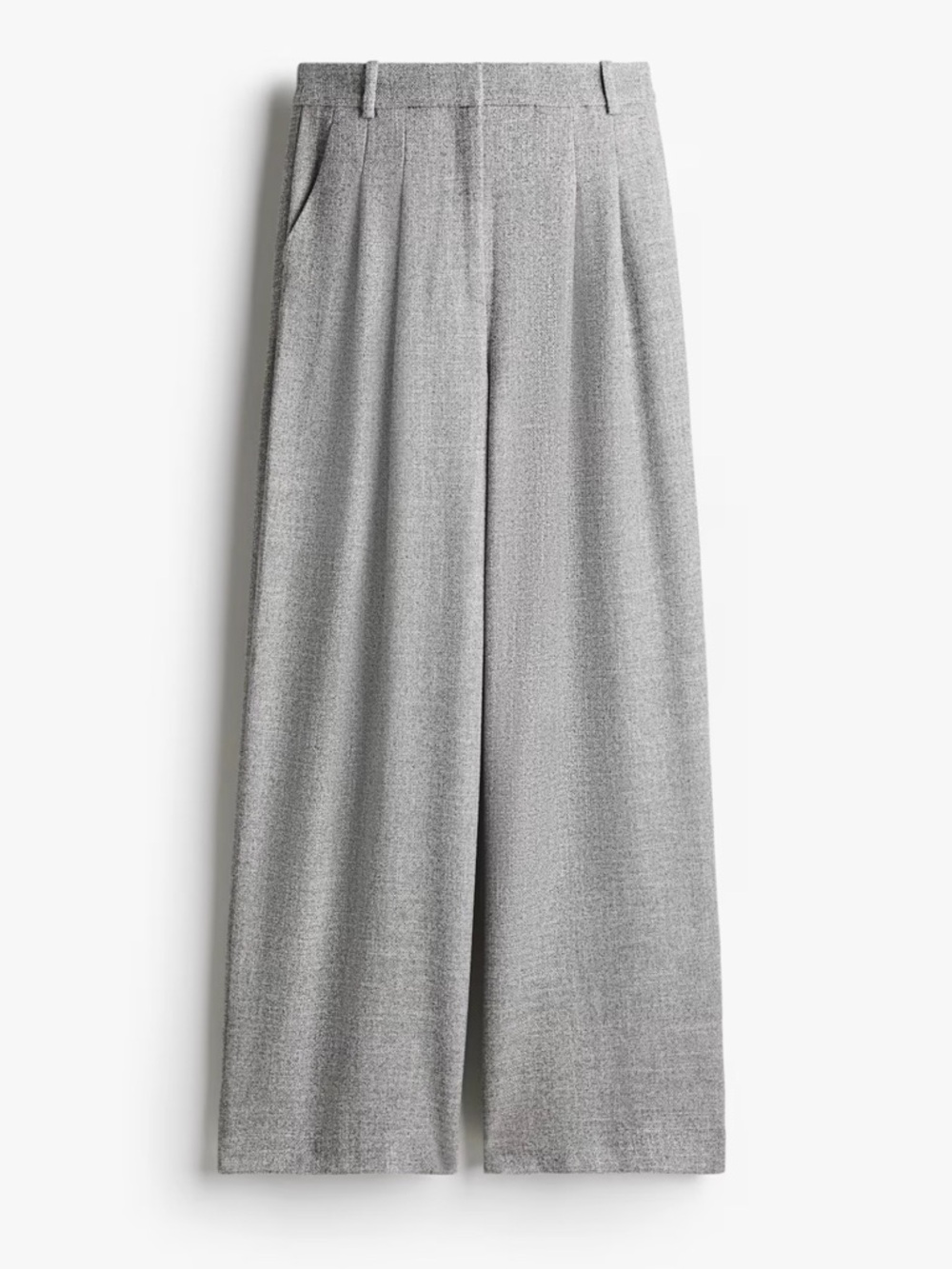 H&M Gray Wide-Leg Pleated Trousers